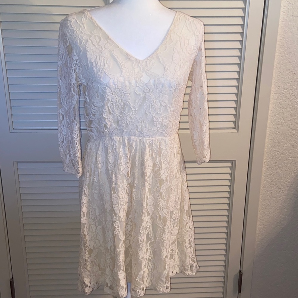 American Rag Cream Lace Dress SZ MED